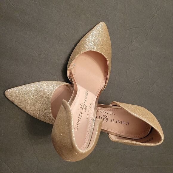 BRAND NEW CHINESE LAUNDRY POINTED TOE GOLD  SHIMMER GLITTER SHOES - Picture 2 of 16